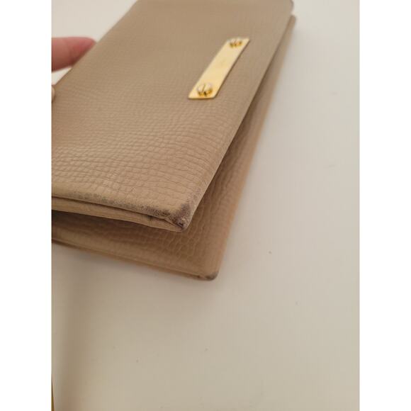 Chloe Auth Geniue Leather Folding Wallet Beige Clutch Logo Large Phone Designer - Picture 13 of 15